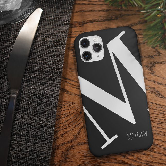 Funda De Case-Mate Para iPhone Negrita Monograma Blanco negro (Subido por el creador)