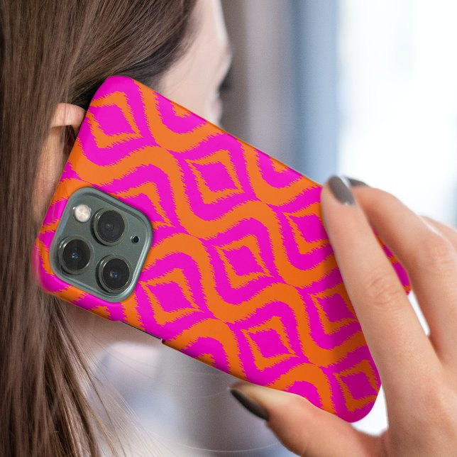 Funda De Case-Mate Para iPhone Negrita Naranja Hot Pink Summer Ikat Ogee Art Patt (Subido por el creador)