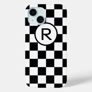 Funda Para iPhone 15 Negrita, negro y blanco con monograma