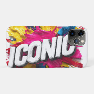 Funda Para iPhone 11 Pro Negrita Texto Blanco "ICÓNICO" con Salpicaduras de