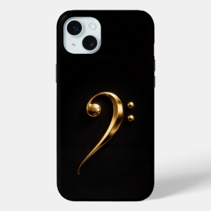 Funda Para iPhone 15 Mini Negro 4 Luxe, Clave de Fa Dorada iPhone 15 Plus