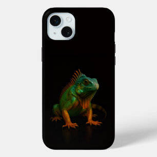 Funda Para iPhone 15 Mini Negro 4 Luxe, Iguana Verde