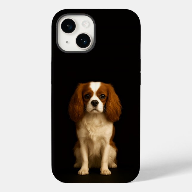 Funda De Case-Mate Para iPhone Negro 4 Luxe iPhone 14 Mate, Cavalier Spaniel (Reverso )