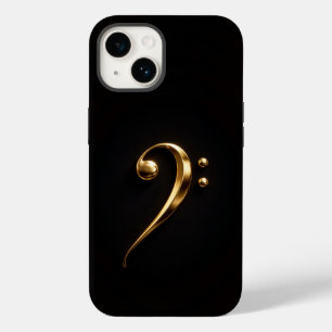Funda Para iPhone 14 De Case-Mate Negro 4 Luxe iPhone 14 Mate, Clave de Fa Dorada