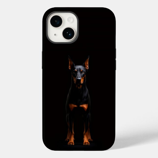 Funda De Case-Mate Para iPhone Negro 4 Luxe iPhone 14 Mate, Doberman Guardián (Reverso )