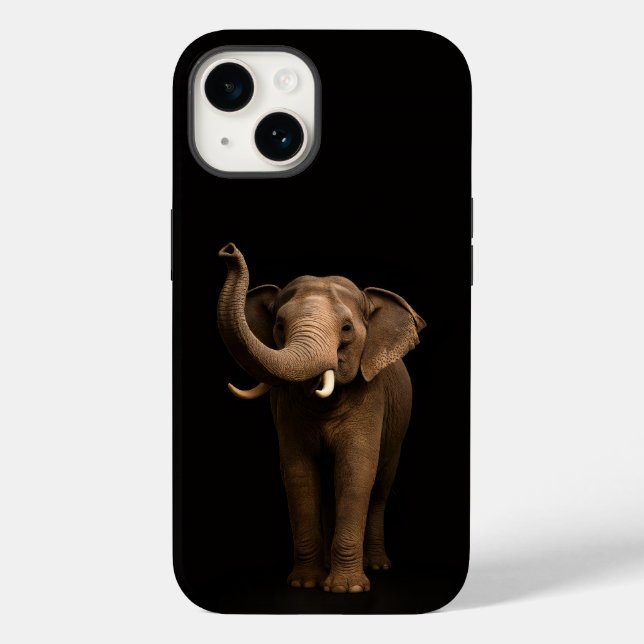 Funda De Case-Mate Para iPhone Negro 4 Luxe iPhone 14 Mate, Elefante Poderoso (Reverso )