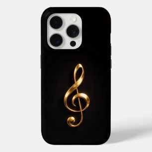 Funda Para iPhone 15 Pro Negro 4 Luxe iPhone 15 Pro Mate Clave de Sol Dorad