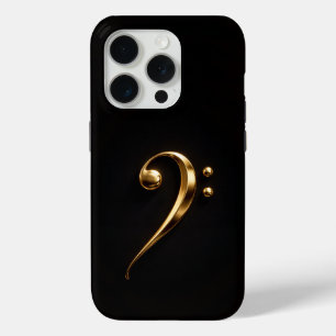 Funda Para iPhone 15 Pro Negro 4 Luxe iPhone 15 Pro Mate Clef de Fa Dorado