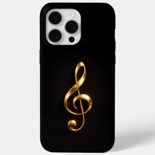 Funda Para iPhone 15 Pro Max Negro 4 Luxe iPhone 15 Pro Max, Clave de Sol Dorad