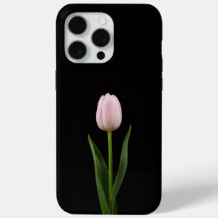 Funda Para iPhone 15 Pro Max Negro 4 Luxe iPhone 15 Pro Max, Tulipán Rosa Pálid