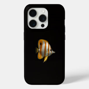 Funda Para iPhone 15 Pro Negro 4 Luxe iPhone 15 Pro, Pez Chaetodon de arrec