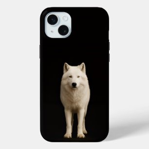 Funda Para iPhone 15 Mini Negro 4 Luxe, Lobo Ártico Marfil iPhone 15 Plus