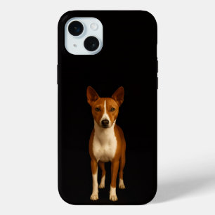 Funda Para iPhone 15 Mini Negro 4 Luxe, Perro Basenji con Clase iPhone 15 Pl