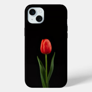 Funda Para iPhone 15 Mini Negro 4 Luxe, Tulipán Rojo Rubí iPhone 15 Plus