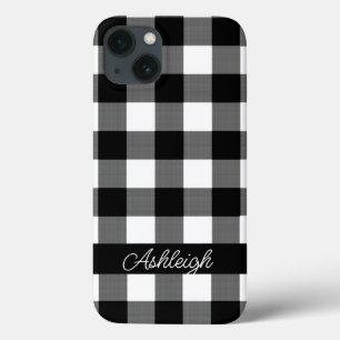 Funda Para iPhone 13 Negro blanco de la marca de verificación de búfalo