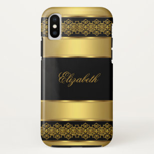 Funda Para iPhone X negro con clase elegante del oro del caso del