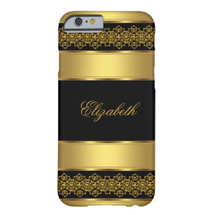 Funda Barely There Para iPhone 6 negro con clase elegante del oro del caso del