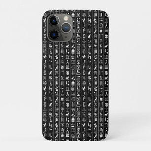 Funda Para iPhone 11 Pro Negro Con Jeroglíficos Blancos