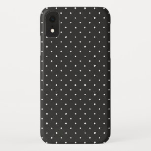 Funda Para iPhone XR Negro con lunares blancos