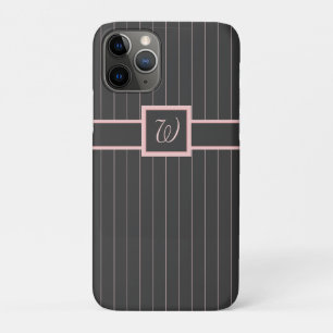 Funda Para iPhone 11 Pro Negro con Pinstripes rosadas Funda-Funda de mate