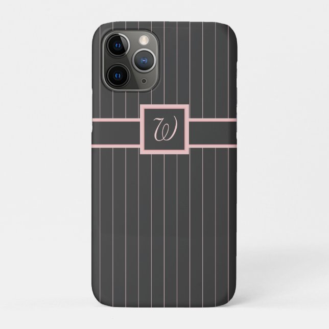Funda De Case-Mate Para iPhone Negro con Pinstripes rosadas Funda-Funda de mate (Reverso)
