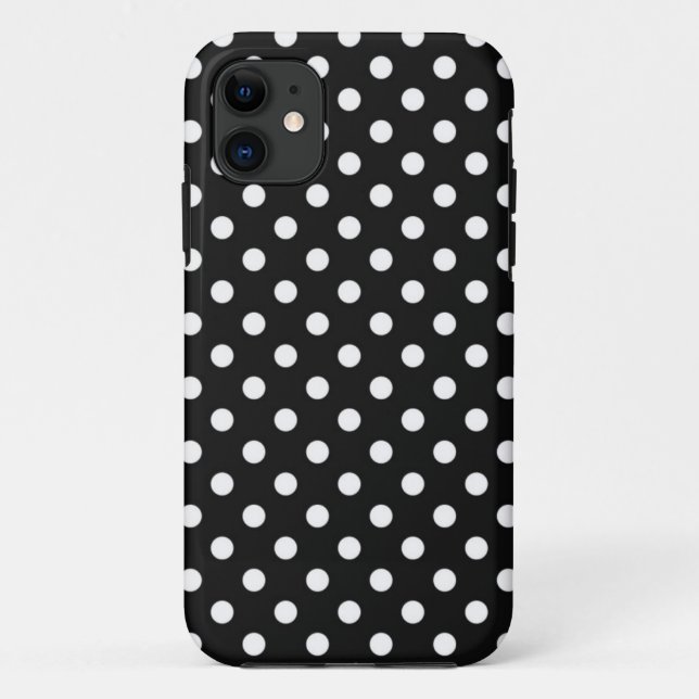Funda De Case-Mate Para iPhone Negro con puntos blancos (Reverso)
