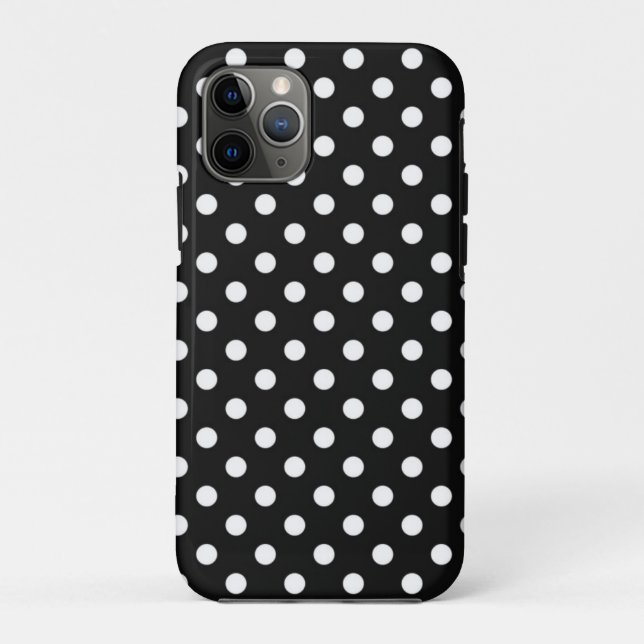 Funda De Case-Mate Para iPhone Negro con puntos blancos (Reverso)