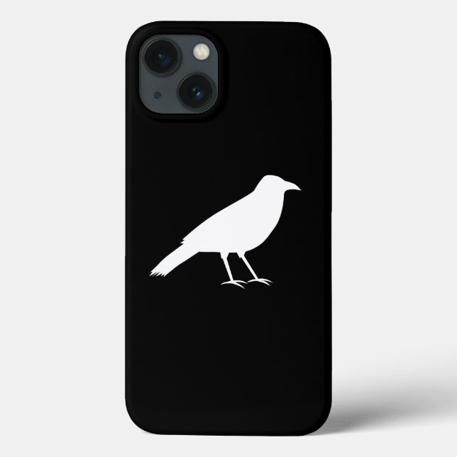 Funda De Case-Mate Para iPhone Negro con un cuervo blanco. (Reverso)