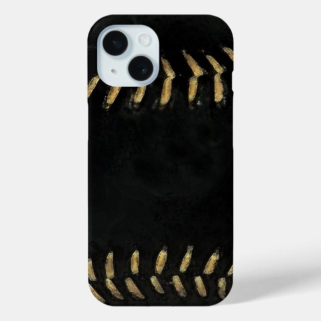 Funda De Case-Mate Para iPhone negro de béisbol (Reverso )