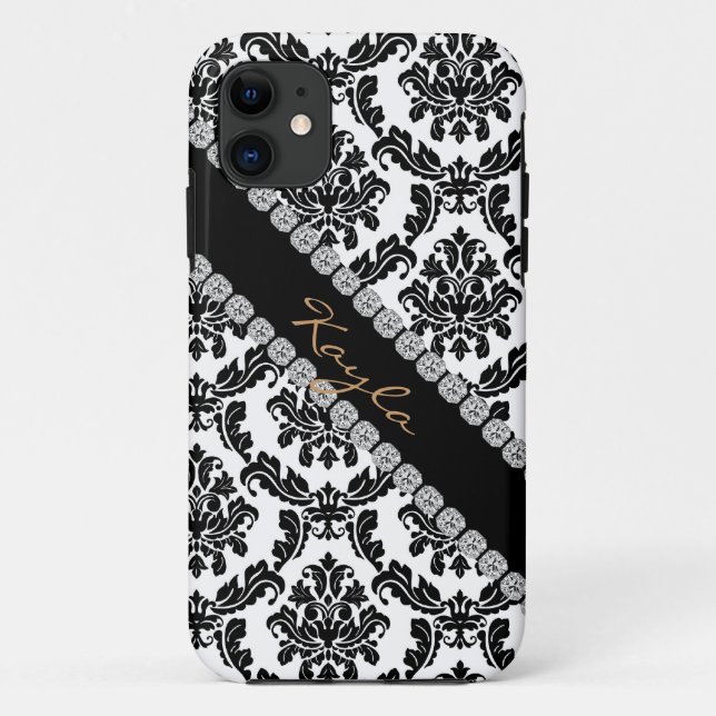Funda De Case-Mate Para iPhone NEGRO ELEGANTE y BLANCO de la CUBIERTA del (Reverso)