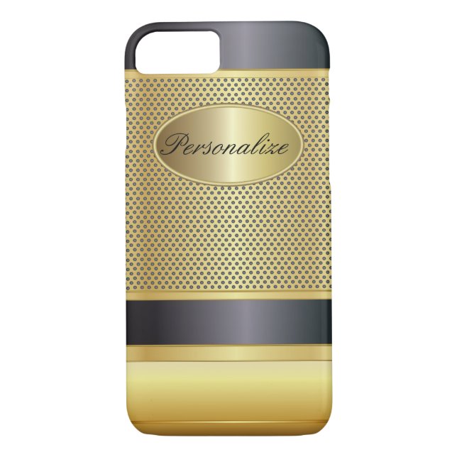 Funda De Case-Mate Para iPhone Negro elegante y diseño metalizado del oro (Reverso)