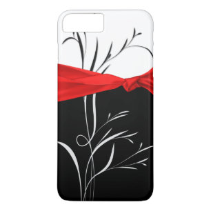 Funda Para iPhone 8 Plus/7 Plus Negro femenino, blanco remolina cinta roja