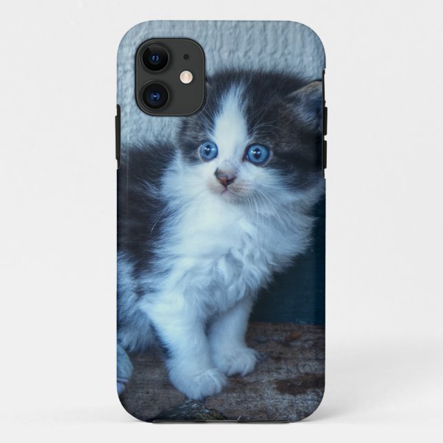 Funda De Case-Mate Para iPhone Negro + Gatito Blanco (Reverso)