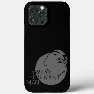 Funda Para iPhone 13 Pro Max negro gris Mug Shot Etiqueta Yo hombre lo que quie