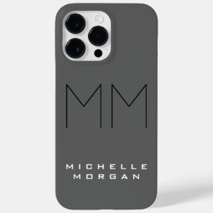 Funda Para iPhone 14 Pro Max De Case-Mate Negro gris negrita Monograma moderno nombre Minima