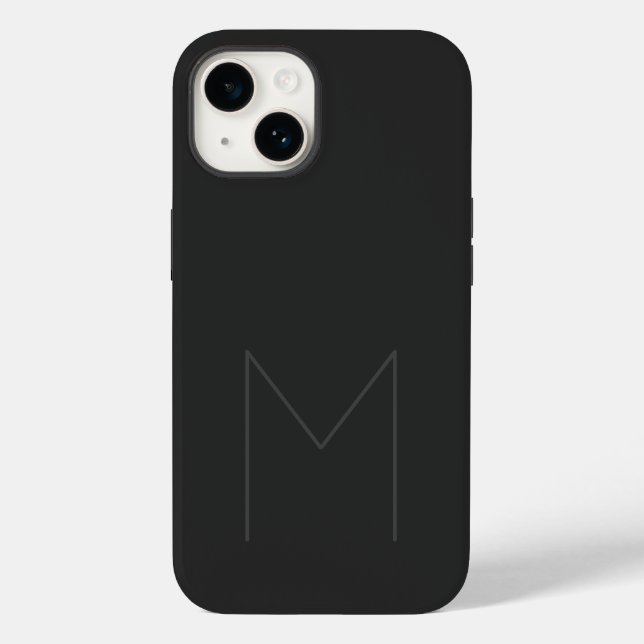 Funda De Case-Mate Para iPhone Negro gris negrita Monograma moderno tu nombre ini (Reverso )