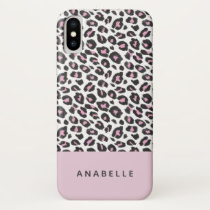 Funda Para iPhone X Negro moderno, blanco y estampado leopardo del