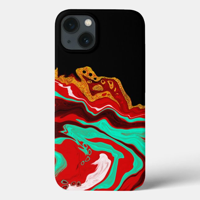 Funda De Case-Mate Para iPhone Negro, oro, Borgoña, arte de mármol    (Reverso)