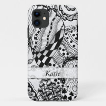 Negro personalizada y blanco Doodled, enredo ZIA,