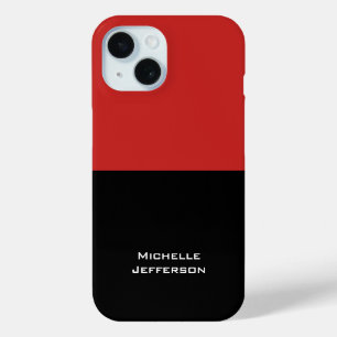 Funda Para iPhone 15 Negro rojo vertical Resumen moderno estilo moderno
