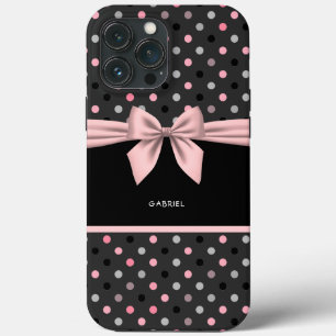 Funda Para iPhone 13 Pro Max Negro rosa y gris parpadea rosado y tazas blancas