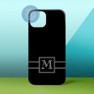 Funda Para iPhone 14 De Case-Mate Negro sólido con monograma blanco clásico