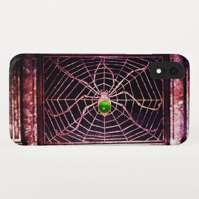 Funda De Case-Mate Para iPhone Negro verde esmeralda SPIDER Y WEB (Reverso (horizontal))