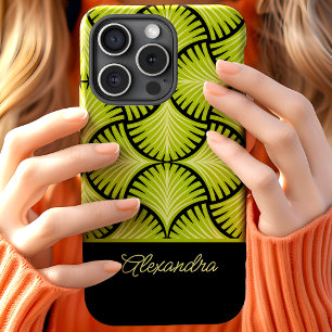 Funda Para iPhone 15 Negro Verde Retro Gatsby Palmas Nombre Script 1920