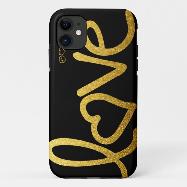 Funda De Case-Mate Para iPhone Negro y amor del oro (Reverso)