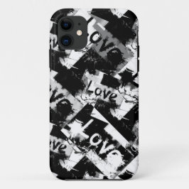 Funda Para iPhone 11 Negro y blanco con manchas patrón de amor