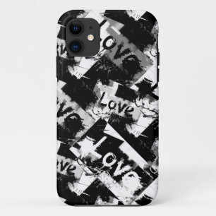 Funda Para iPhone 11 Negro y blanco con manchas patrón de amor