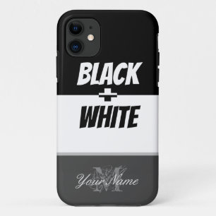 Funda Para iPhone 11 Negro y blanco con un elegante Monograma!