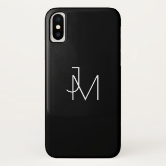 Funda Para iPhone X Negro y blanco modernos del monograma de