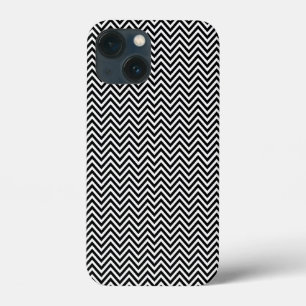 Funda Para iPhone 13 Mini Negro y Blanco Rayas de Chevron Vintage Nuevo